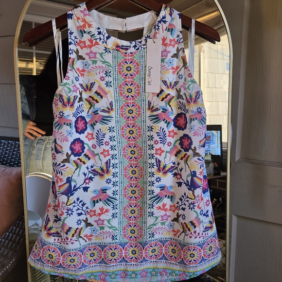 Sunny Girl Australia Colorful Print Sleeveless Top NWT Medium Vacation Resort - Picture 16 of 16